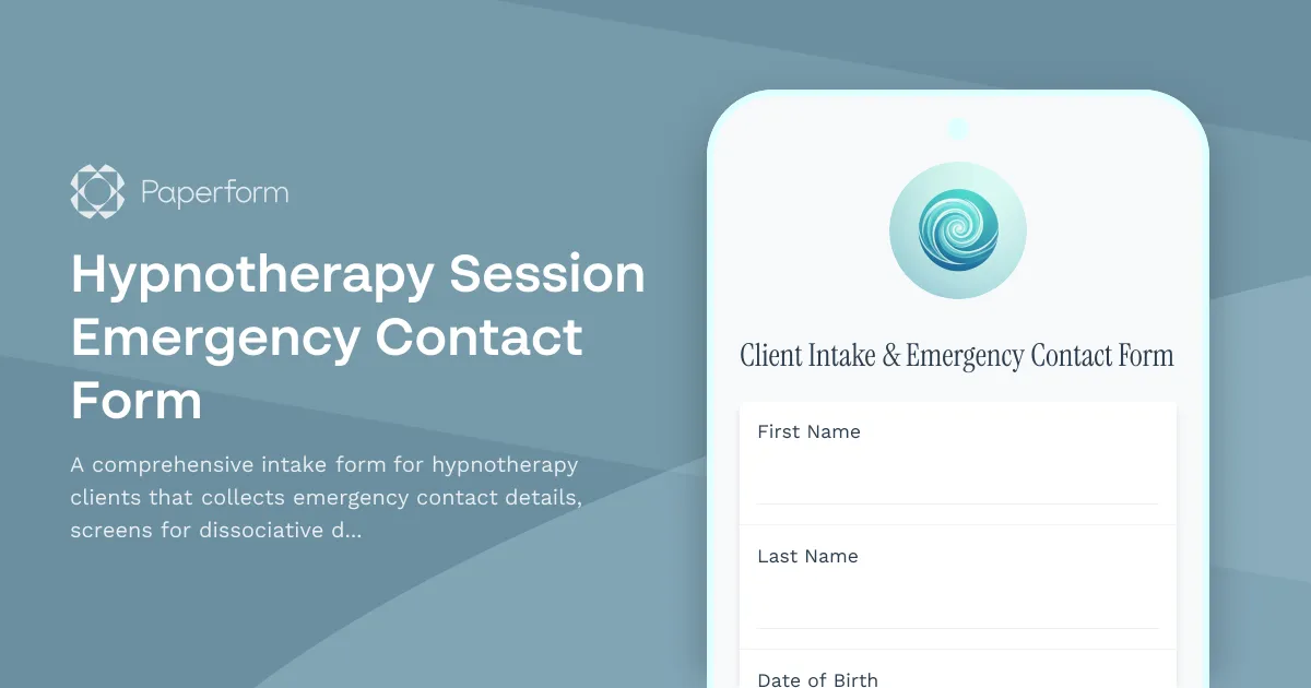 Hypnotherapy Session Emergency Contact Form