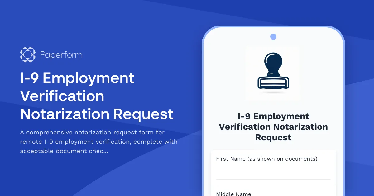 I-9 Employment Verification Notarization Request