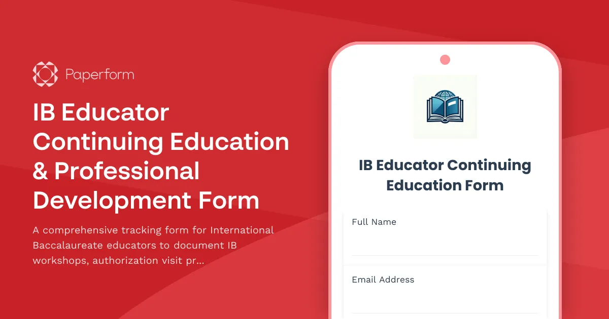 IB Educator Continuing Education & Professional Development Form