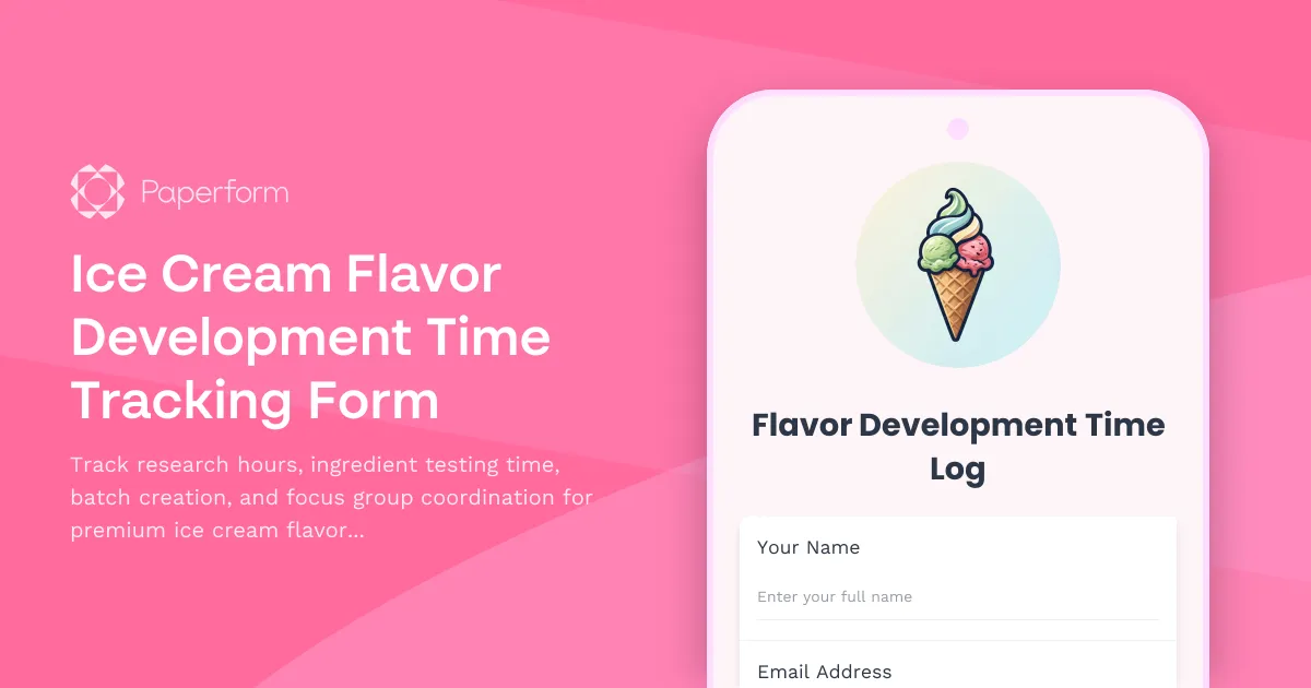 Ice Cream Flavor Development Time Tracking Form