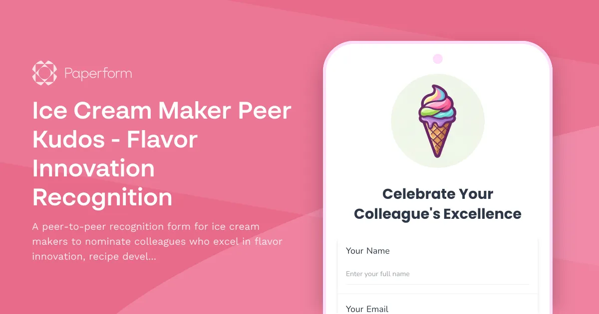 Ice Cream Maker Peer Kudos - Flavor Innovation Recognition