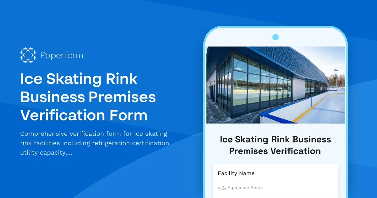 Ice Skating Rink Business Premises Verification Form