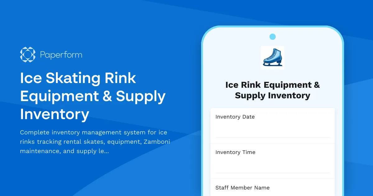 Ice Skating Rink Equipment & Supply Inventory