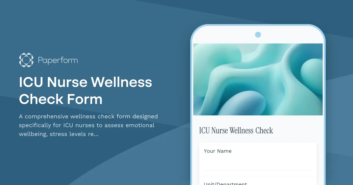 ICU Nurse Wellness Check Form