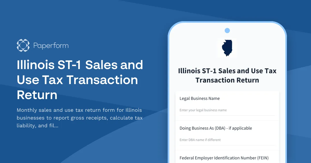 Illinois ST-1 Sales and Use Tax Transaction Return