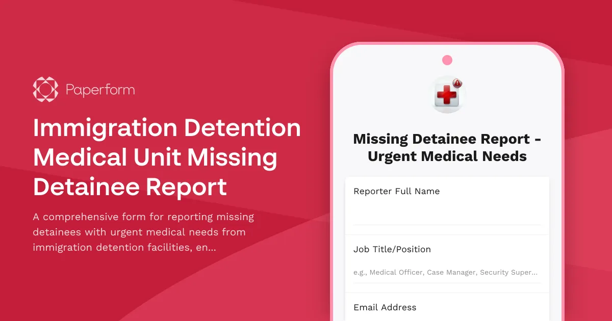 Immigration Detention Medical Unit Missing Detainee Report