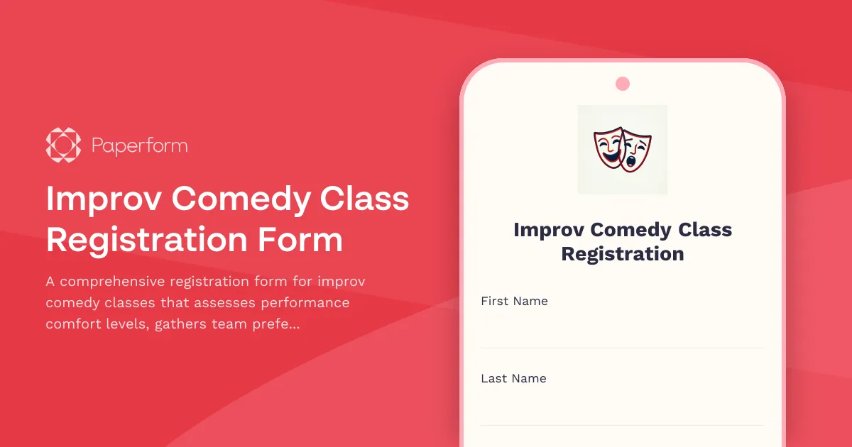 Improv Comedy Class Registration Form