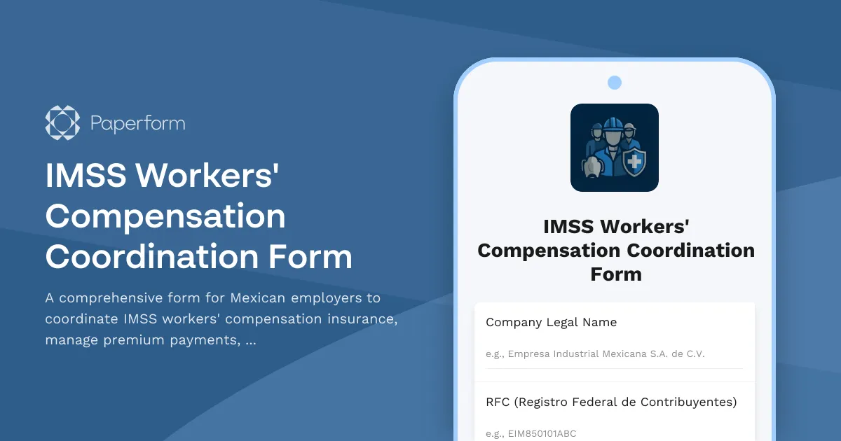 IMSS Workers' Compensation Coordination Form