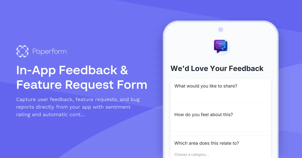 In-App Feedback & Feature Request Form