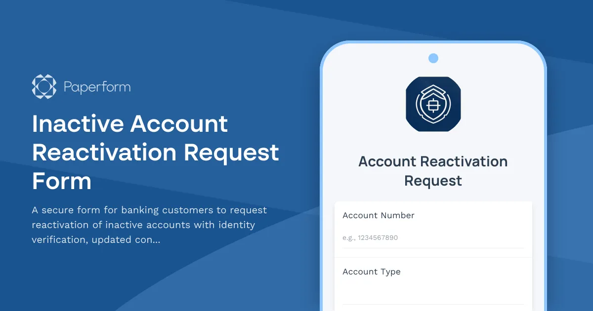 Inactive Account Reactivation Request Form