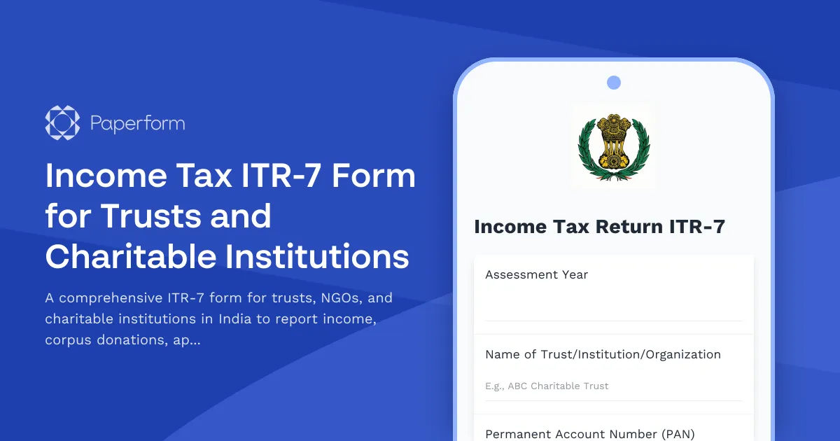 Income Tax ITR-7 Form for Trusts and Charitable Institutions