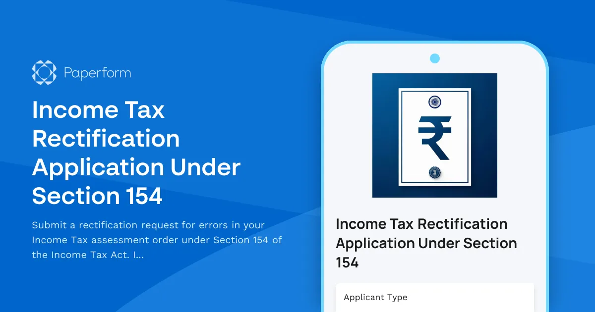 Income Tax Rectification Application Under Section 154