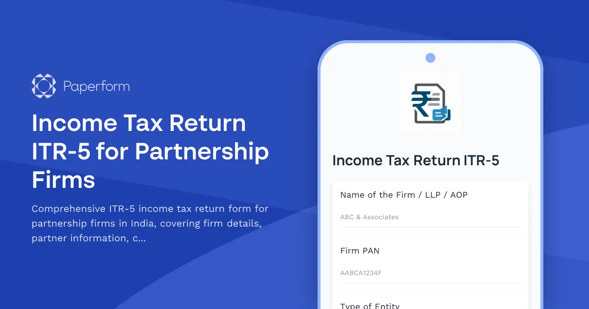 Income Tax Return ITR-5 for Partnership Firms