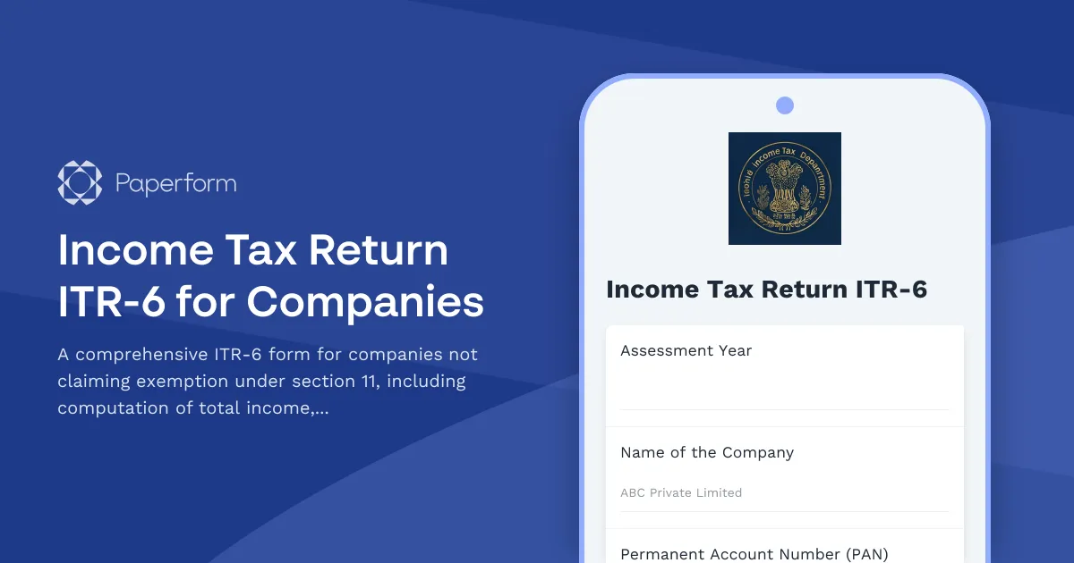 Income Tax Return ITR-6 for Companies