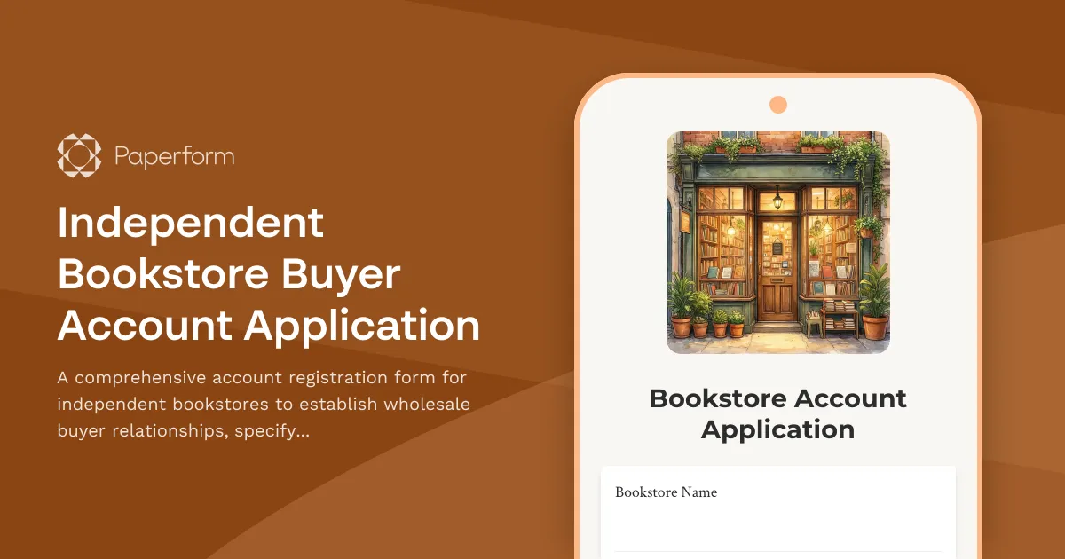 Independent Bookstore Buyer Account Application