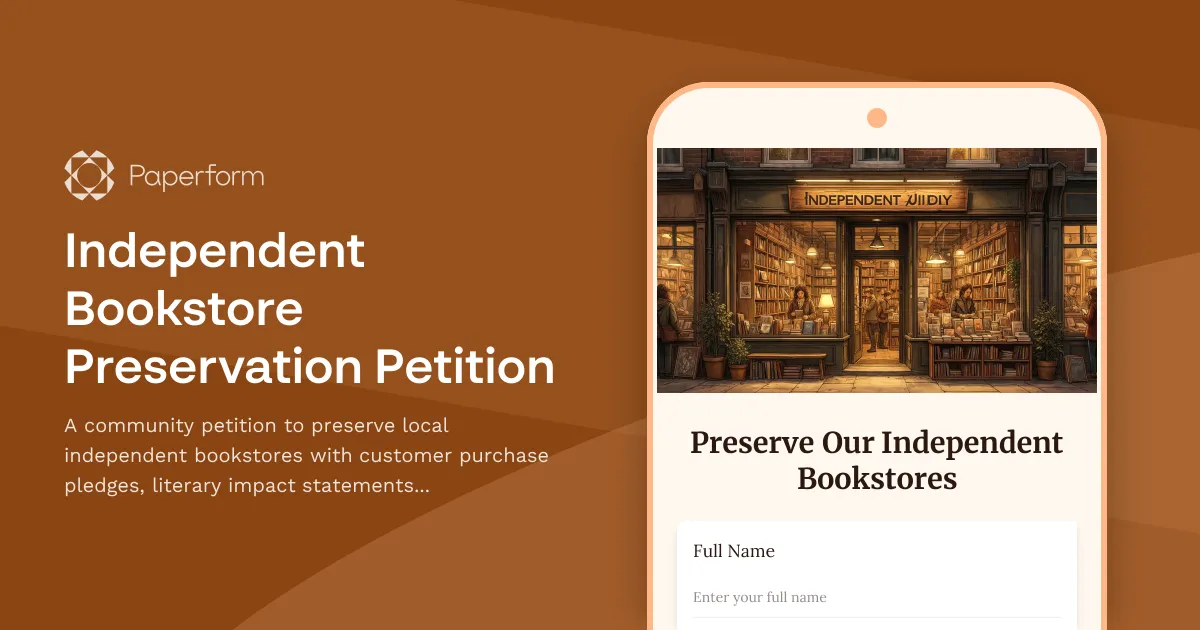 Independent Bookstore Preservation Petition