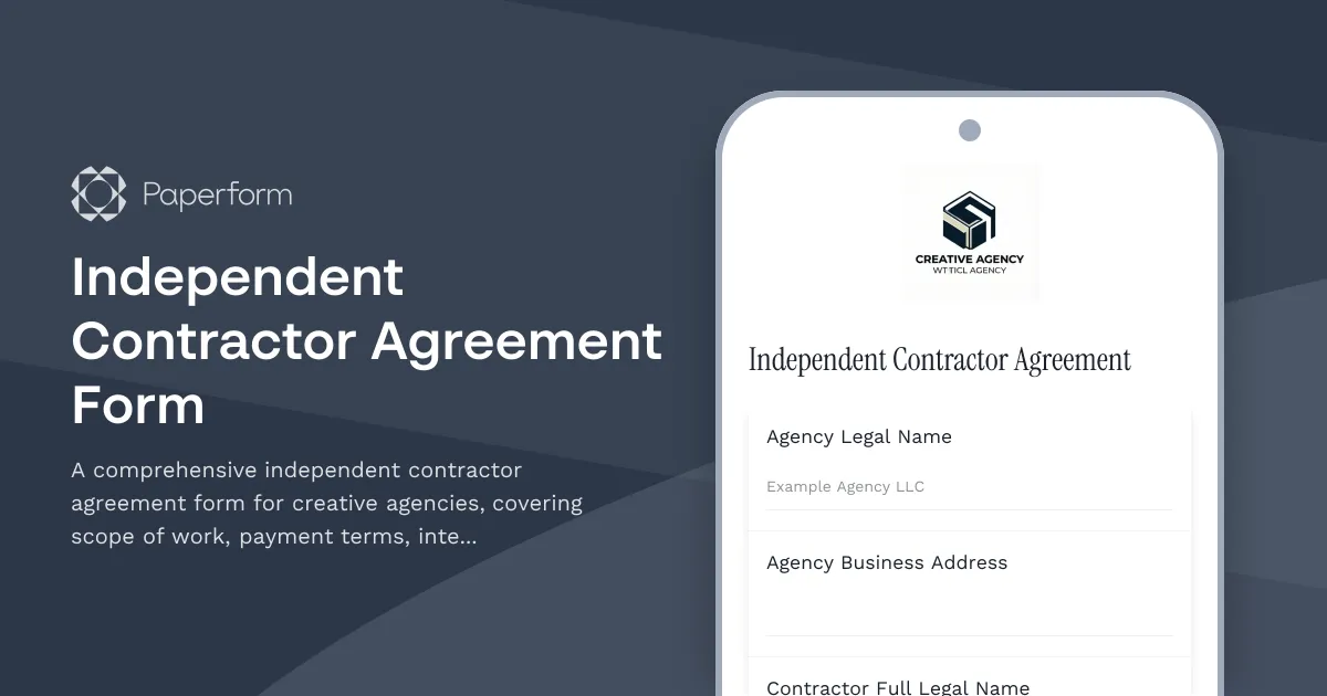 Independent Contractor Agreement Form