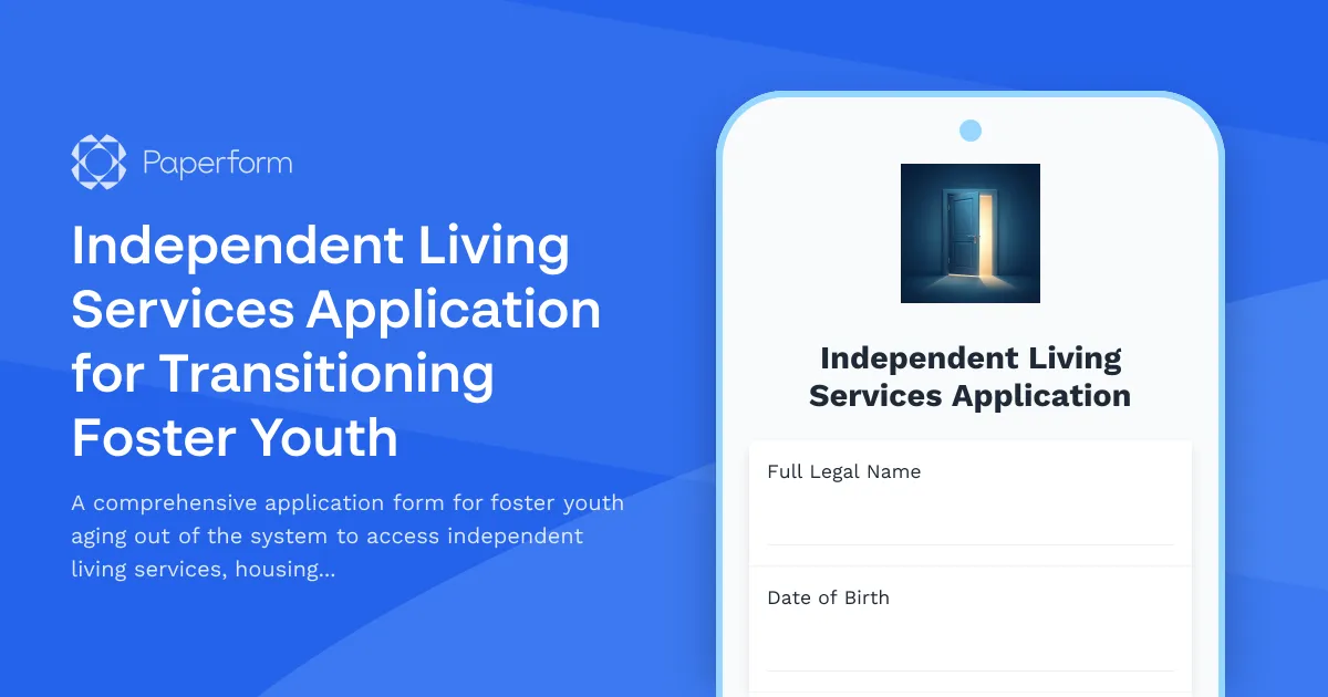 Independent Living Services Application for Transitioning Foster Youth