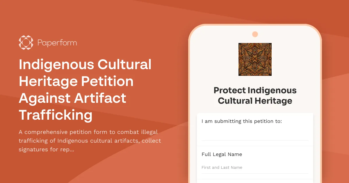 Indigenous Cultural Heritage Petition Against Artifact Trafficking