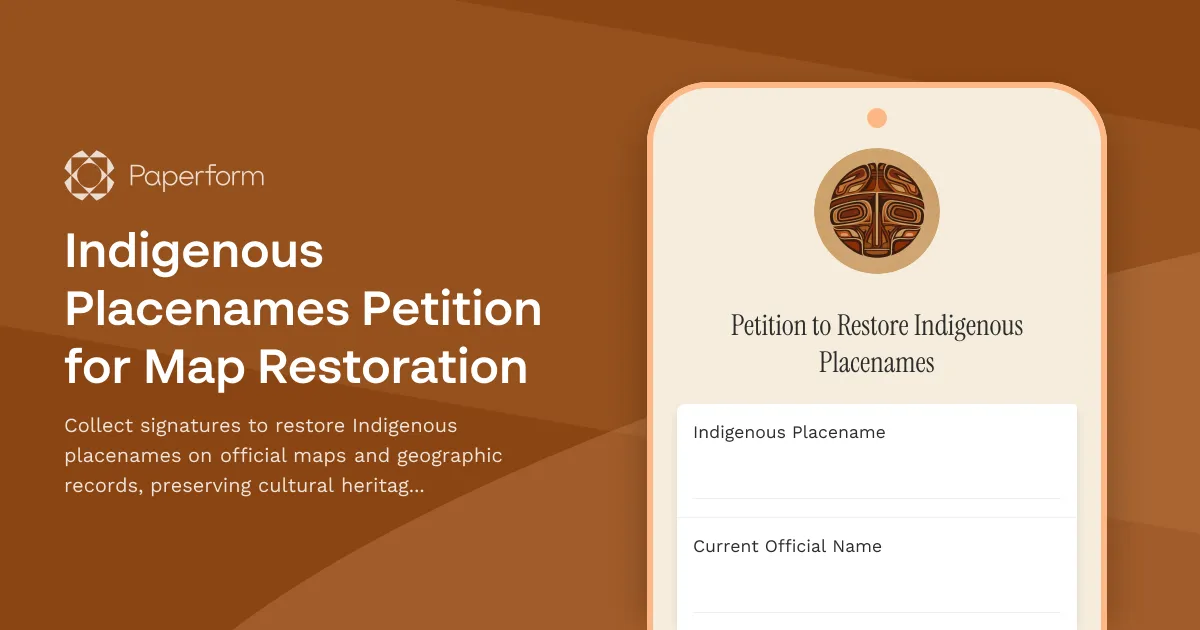 Indigenous Placenames Petition for Map Restoration