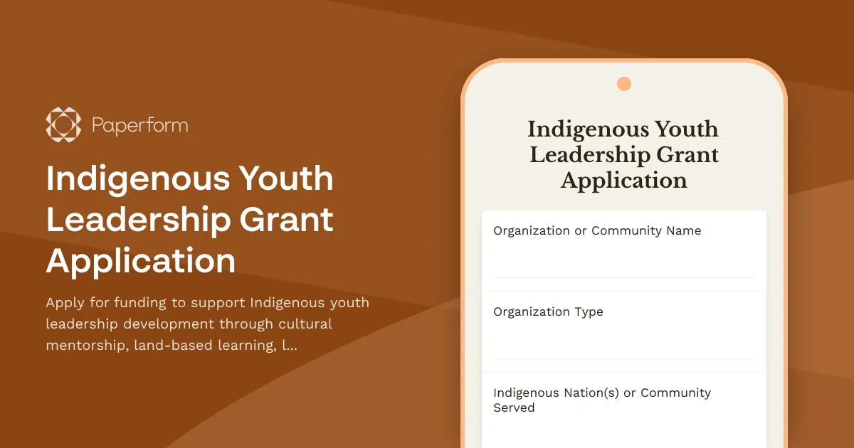 Indigenous Youth Leadership Grant Application