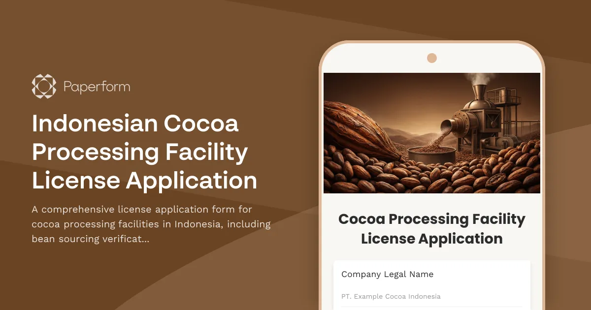 Indonesian Cocoa Processing Facility License Application
