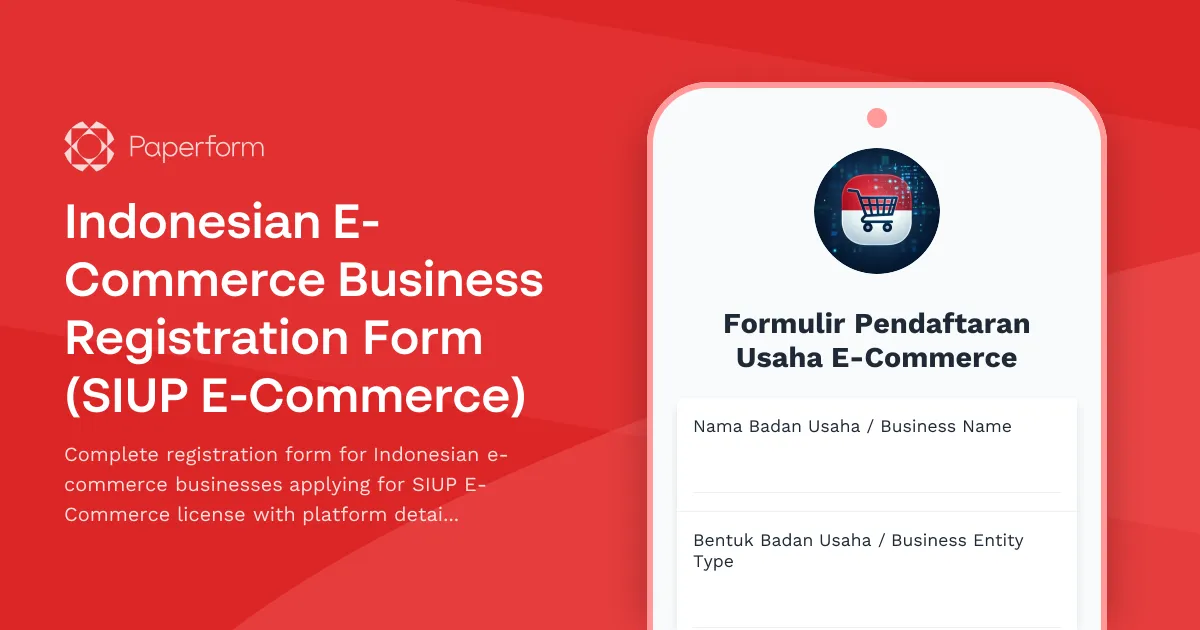 Indonesian E-Commerce Business Registration Form (SIUP E-Commerce)