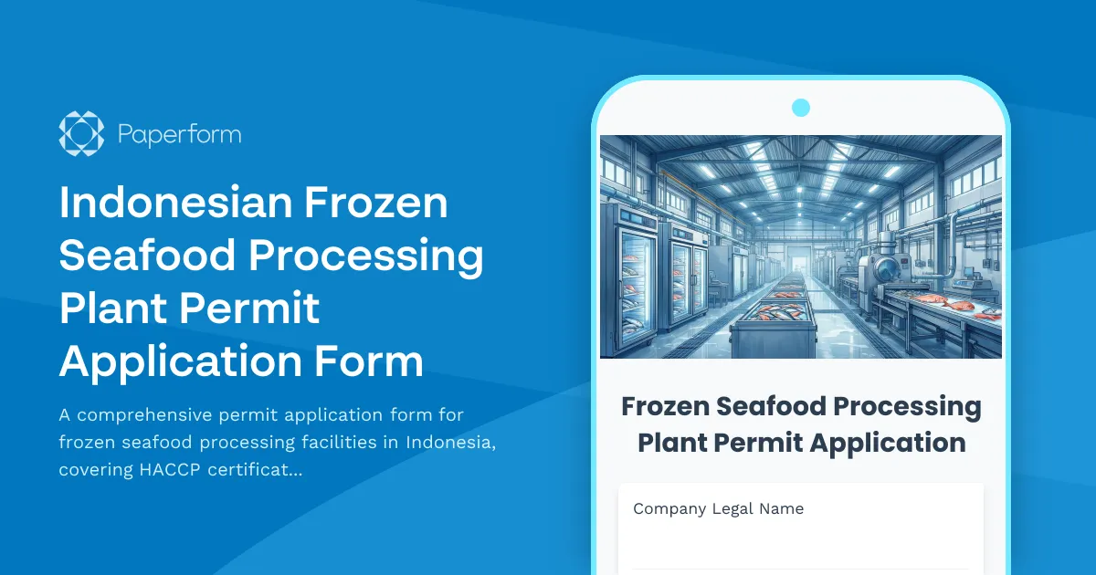 Indonesian Frozen Seafood Processing Plant Permit Application Form