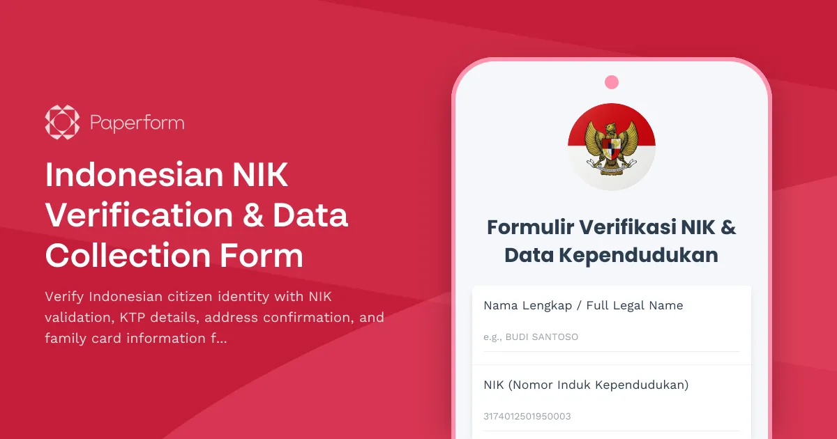 Indonesian NIK Verification & Data Collection Form