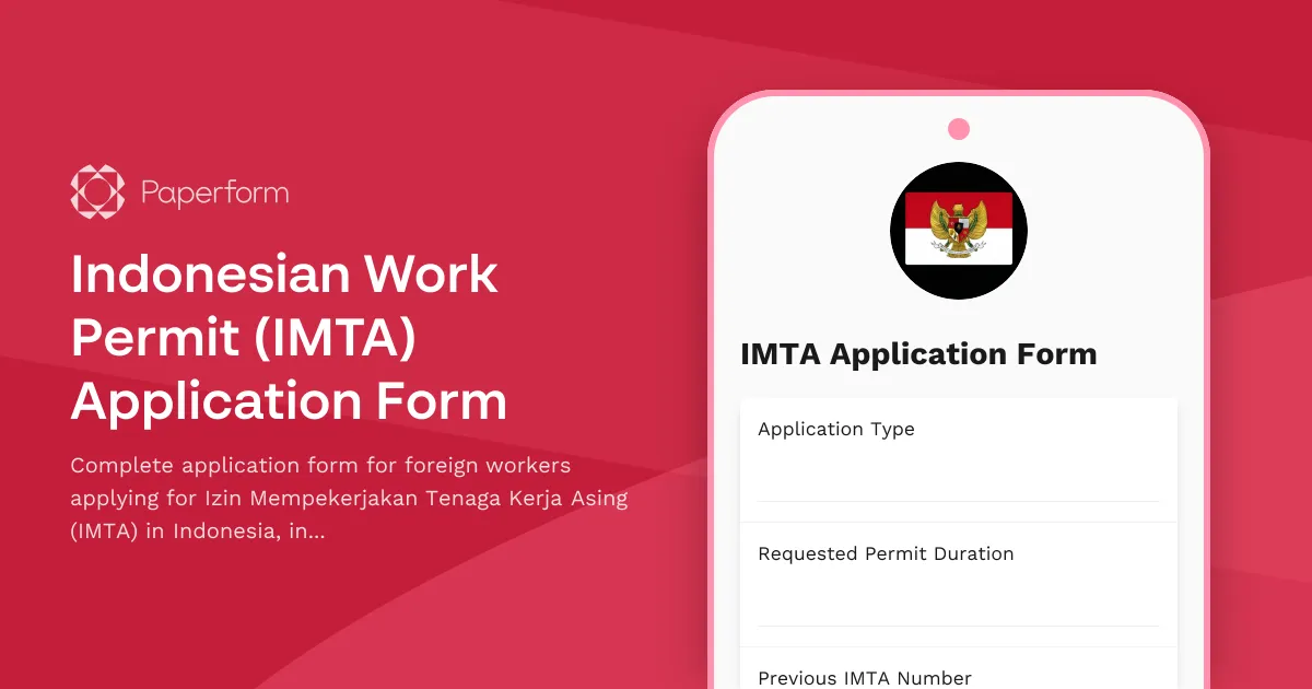 Indonesian Work Permit (IMTA) Application Form