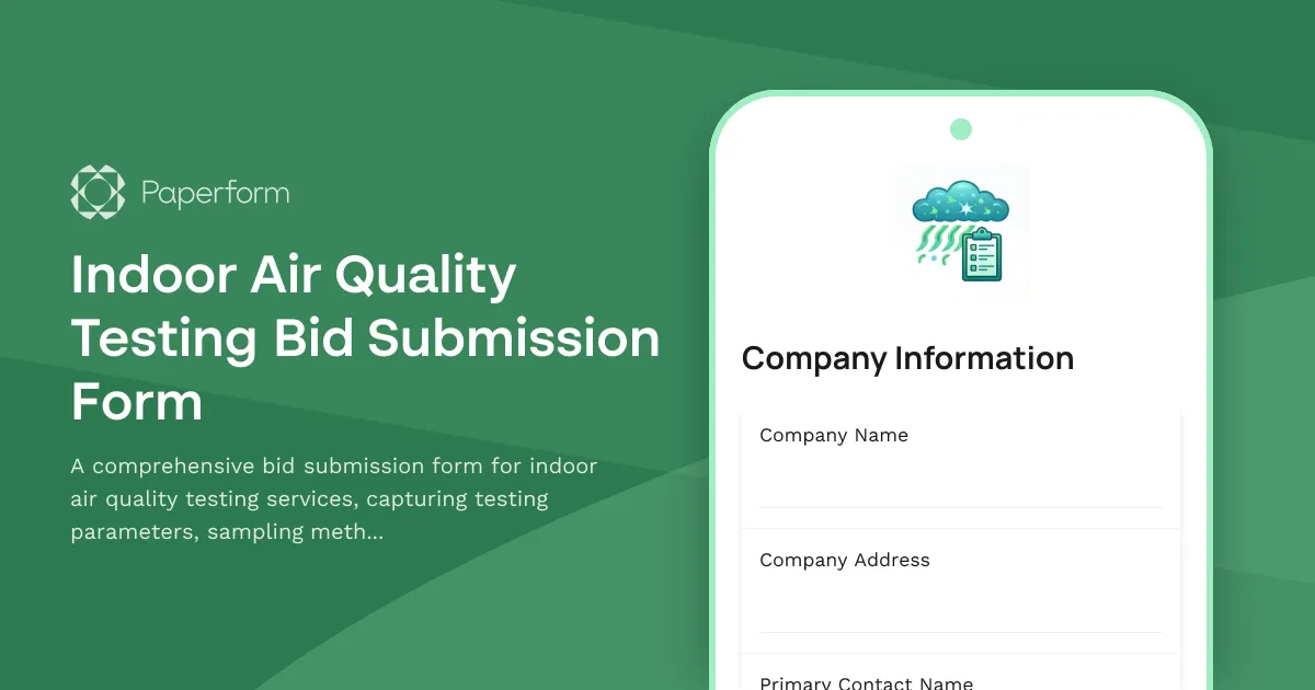 Indoor Air Quality Testing Bid Submission Form