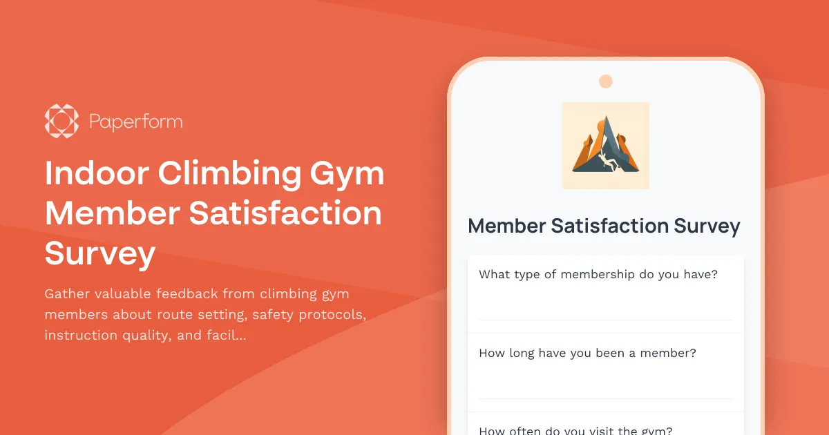 Indoor Climbing Gym Member Satisfaction Survey