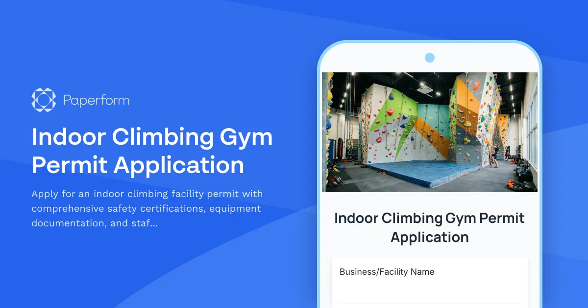 Indoor Climbing Gym Permit Application
