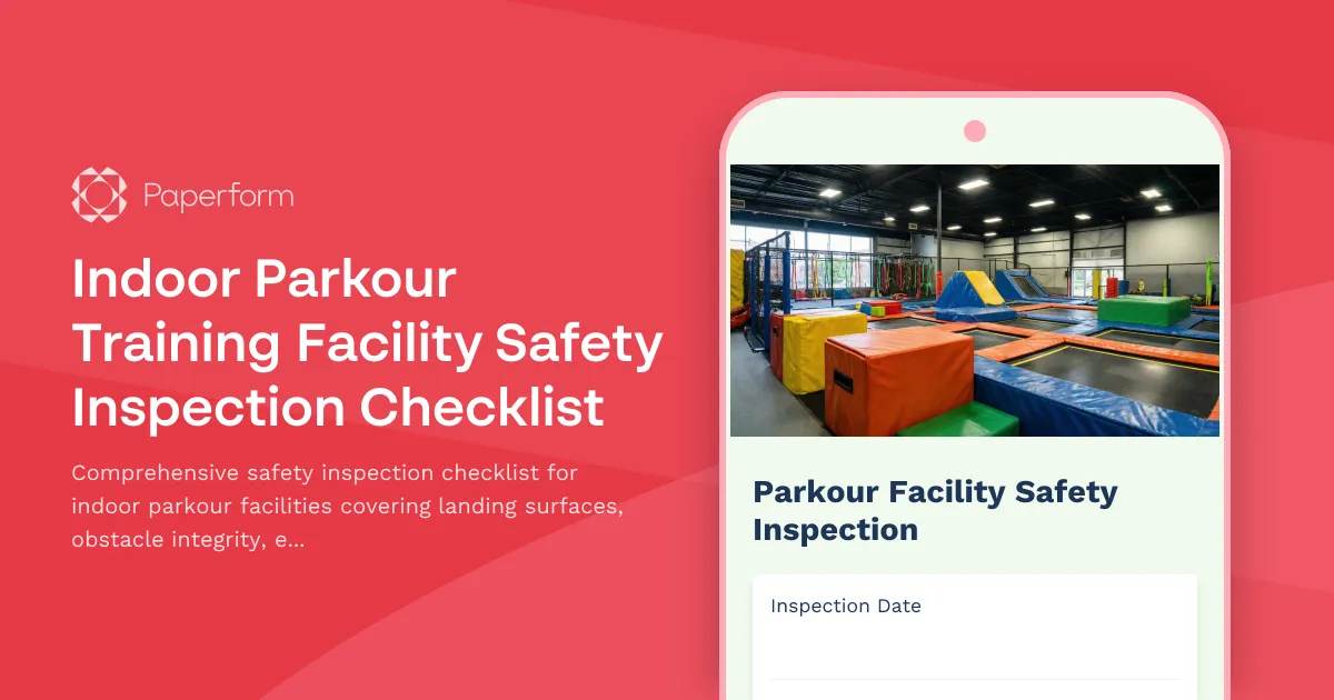 Indoor Parkour Training Facility Safety Inspection Checklist
