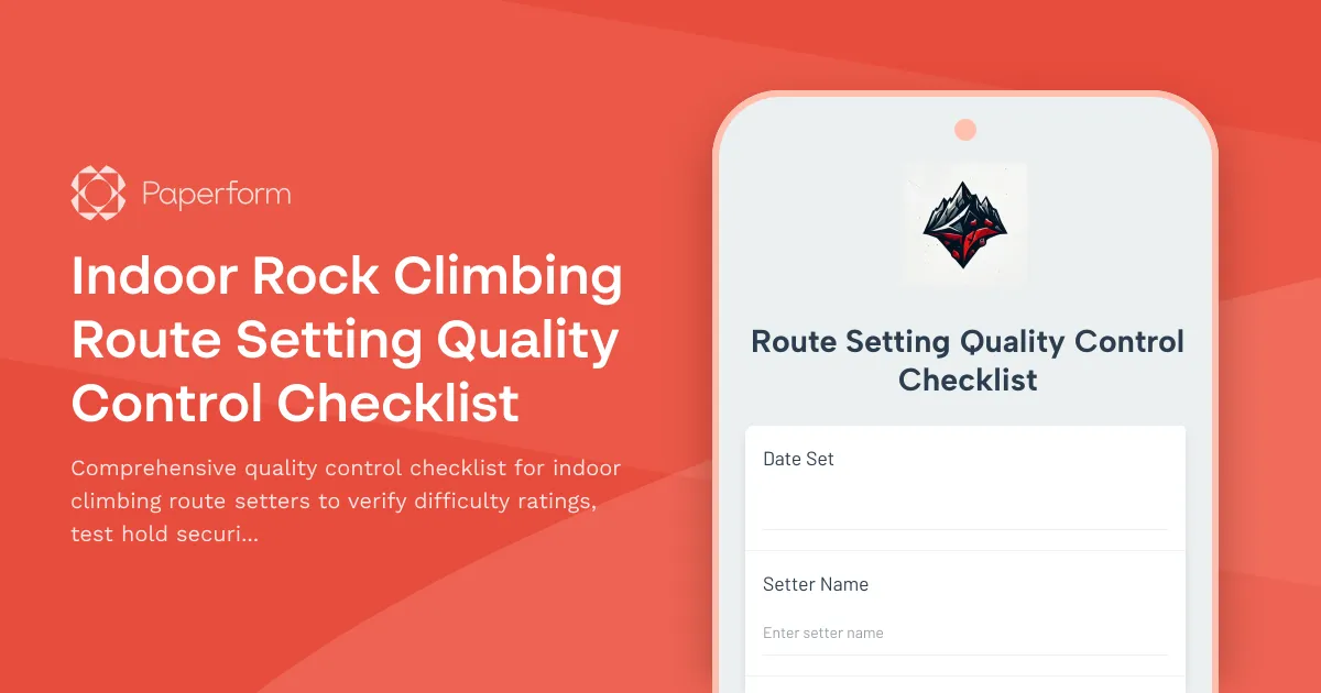 Indoor Rock Climbing Route Setting Quality Control Checklist
