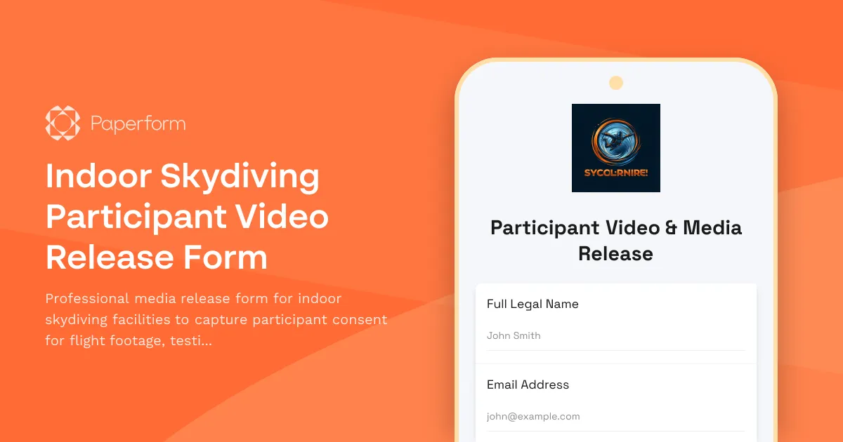 Indoor Skydiving Participant Video Release Form