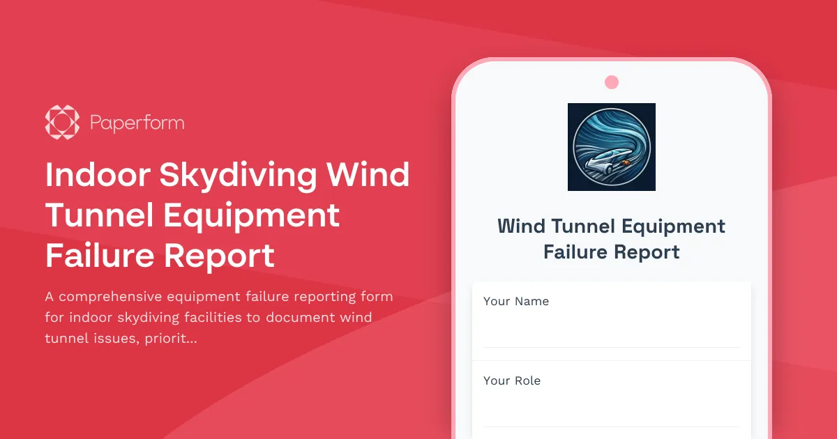Indoor Skydiving Wind Tunnel Equipment Failure Report