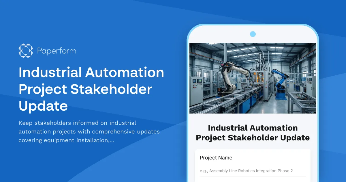 Industrial Automation Project Stakeholder Update
