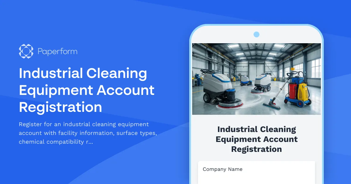 Industrial Cleaning Equipment Account Registration