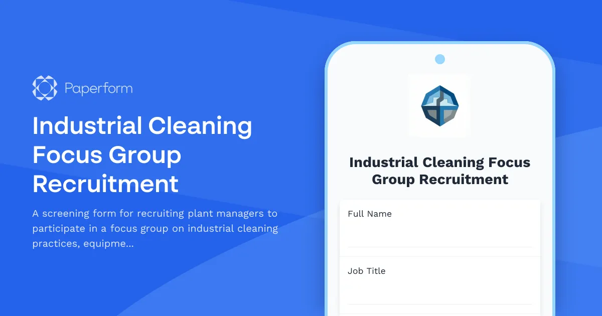 Industrial Cleaning Focus Group Recruitment