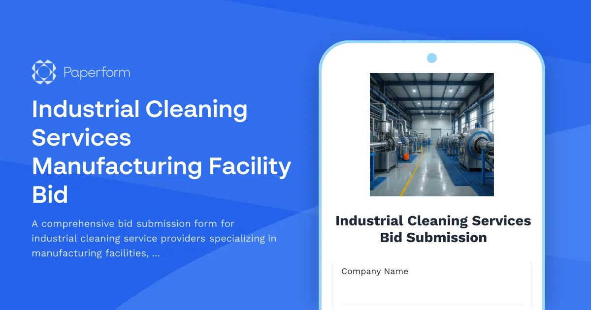 Industrial Cleaning Services Manufacturing Facility Bid