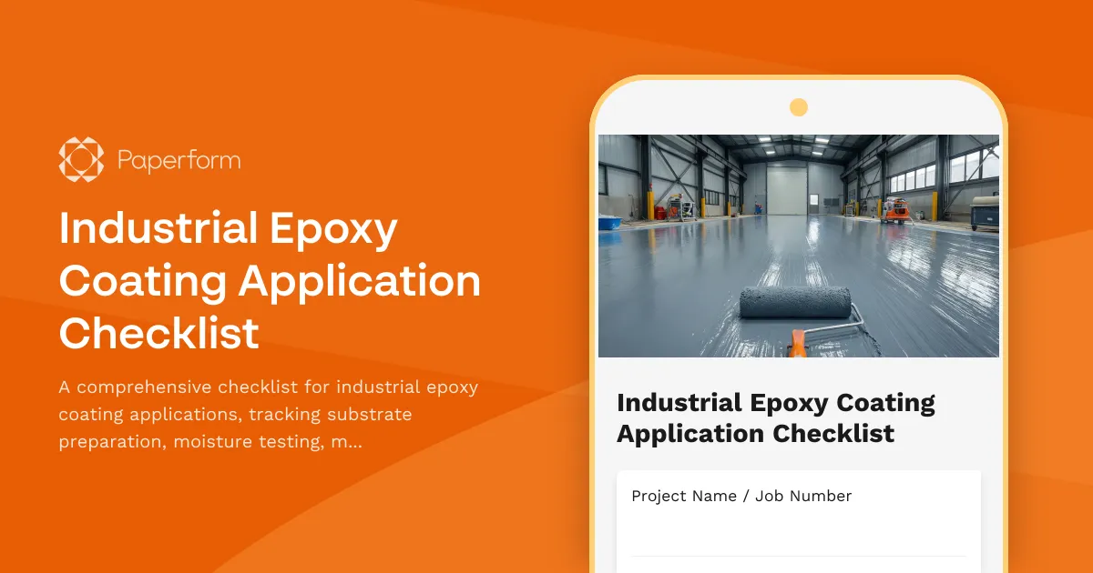 Industrial Epoxy Coating Application Checklist