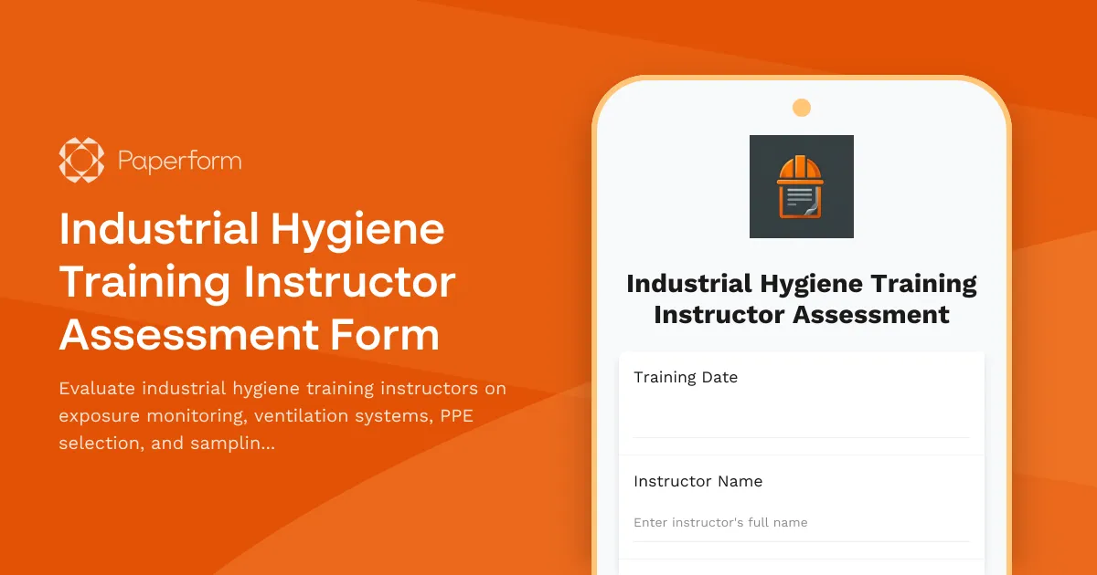 Industrial Hygiene Training Instructor Assessment Form