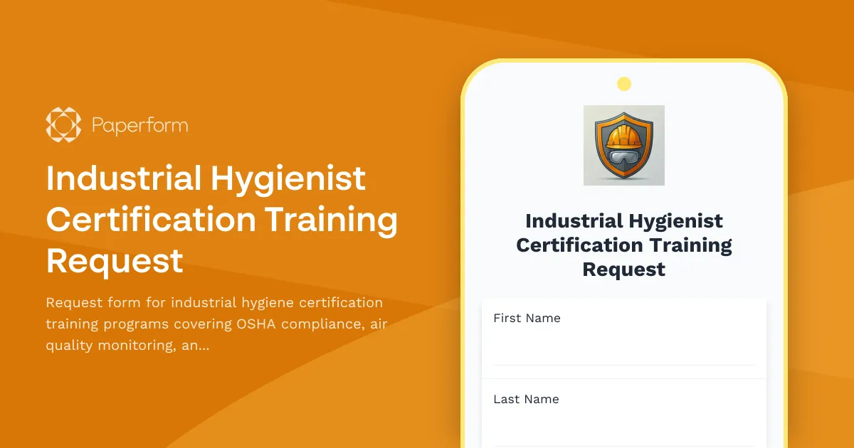 Industrial Hygienist Certification Training Request