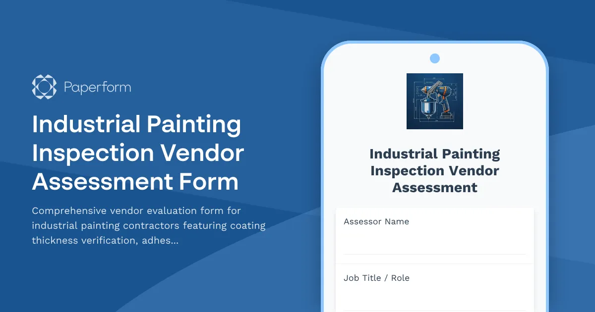 Industrial Painting Inspection Vendor Assessment Form