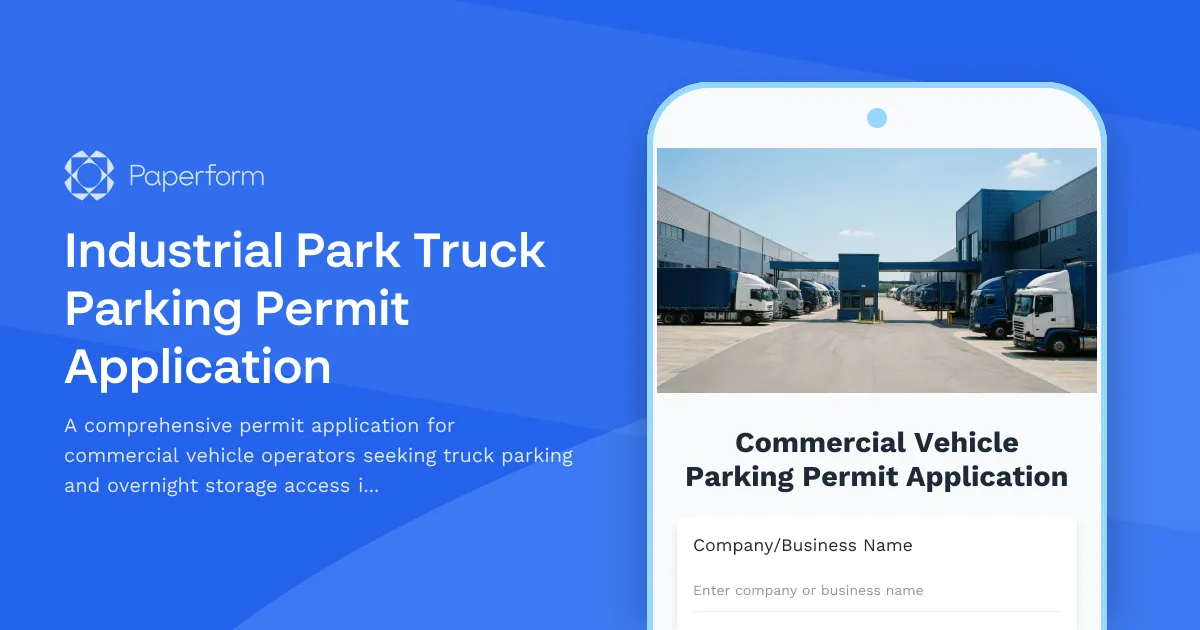 Industrial Park Truck Parking Permit Application