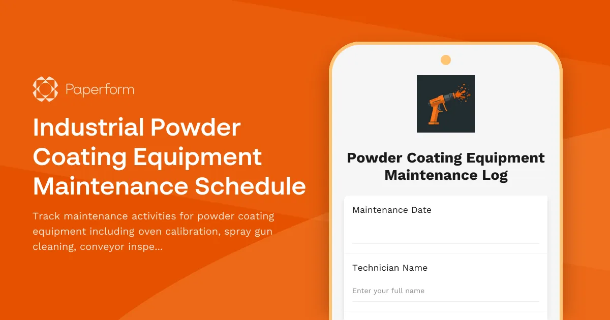 Industrial Powder Coating Equipment Maintenance Schedule