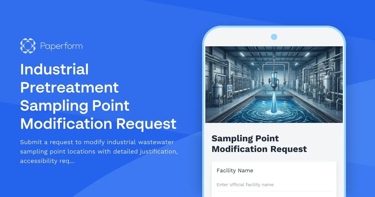 Industrial Pretreatment Sampling Point Modification Request