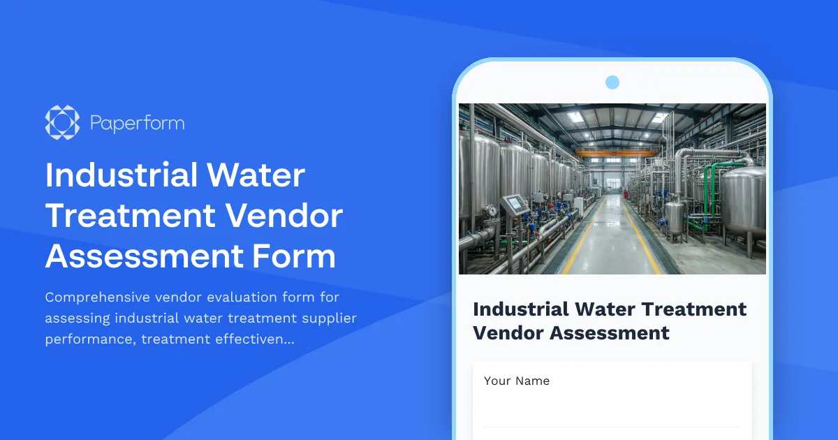 Industrial Water Treatment Vendor Assessment Form