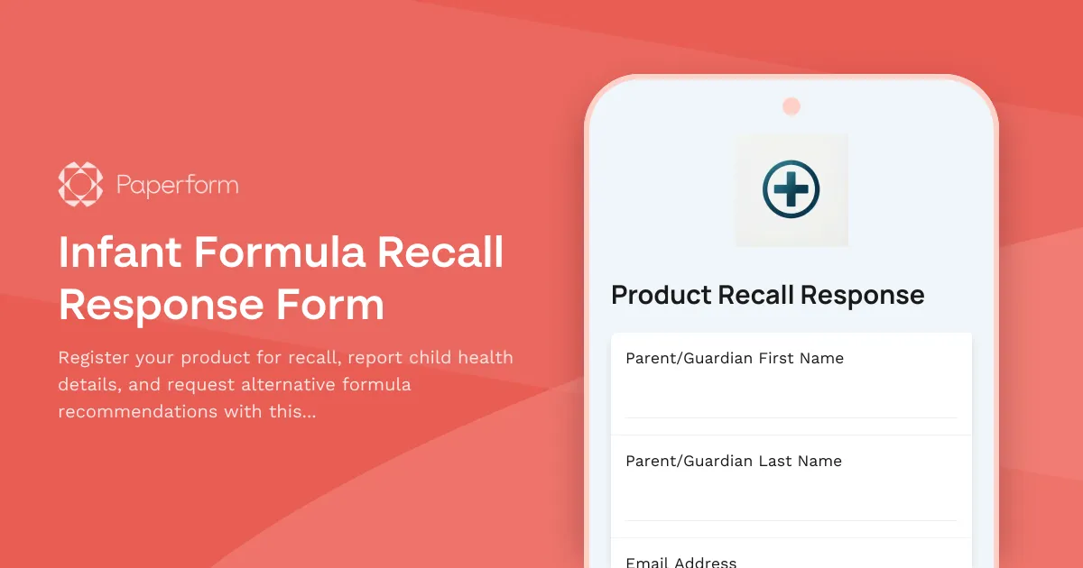 Infant Formula Recall Response Form
